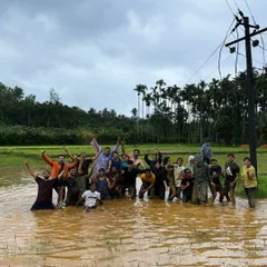 Our entire group having a blast in the mud fields. We encourage everyone to let their inner child out and make some messy memories.