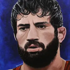 A tribute to Indian wrestler Ravi Dahiya, painted with acrylics on a 12"x16" stretched canvas. This portrait highlights my ability to capture intense focus and physical features, making it a great piece for sports enthusiasts.