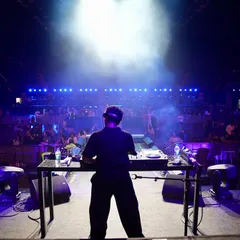 A shot from behind the console, looking out at the vast audience at the Dome. This is the perspective that fuels my performance.