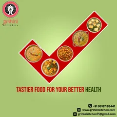I focus on providing tastier food for your better health. This graphic shows a checkmark made of my popular dishes, signifying my commitment to quality and wellness.