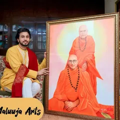 Another portrait created for the ashram in Haridwar, this one depicting two revered gurus together. My goal was to show the spiritual bond and shared wisdom between them.
