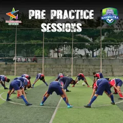 Pre-practice sessions are crucial. Our players engage in group stretching to ensure they are ready for the drills ahead.