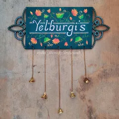 Here is the same Pichwai lotus design but with a different color palette. The orange and yellow lotuses on a teal background give this nameplate a completely different, yet equally beautiful, feel.