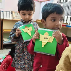 Look at the pride and joy in their creations! For Ganesh Chaturthi, children used various materials like clay, leaves, and paper to create their own Ganesha figures. This is a wonderful fusion of art, culture, and personal expression.