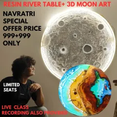 Our Navratri special offer, combining two popular workshops, the River Resin Table and 3D Moon Art, for a discounted price. Live classes with recordings provided.