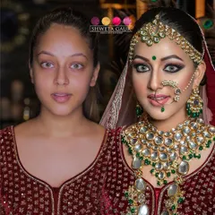 The power of professional makeup is in the details. This before-and-after shot highlights how we teach our students to master skin texture, color theory, and feature enhancement to create a perfect bridal canvas.
