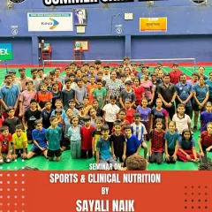 A champion's journey extends beyond the court. At our summer camp, we provide holistic development, including expert seminars on sports and clinical nutrition led by industry professionals like former IPL team nutritionists, to teach players how to fuel their bodies for peak performance.
