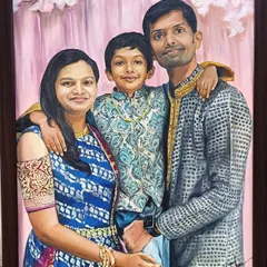 A beautiful family of three, captured in their traditional Indian attire. I paid close attention to the intricate patterns on their clothes to make this portrait truly special.