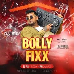 The 'Bolly Fixx' nights are a staple. This flyer captures the high-energy Bollywood party vibe I bring every week.