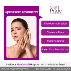 Struggling with open pores? We offer several effective treatments like microdermabrasion, chemical peels, and microneedling to refine skin texture and tighten pores.