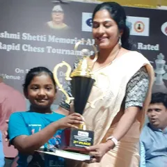 Another great achievement for Shivani, who won second prize in the Under-7 category at the 1st Torpedoes FIDE Rapid Rated Chess Tournament in Kundapura.