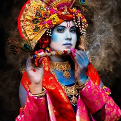 Our creative makeup courses push the boundaries of imagination. Here, our student has created a divine Krishna look using advanced body painting and makeup techniques, perfect for building a standout portfolio.