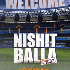 The official welcome graphic for Nishit Balla from the SOBO Mumbai Falcons. We provide the platform and training for players to get noticed by top-tier professional teams.