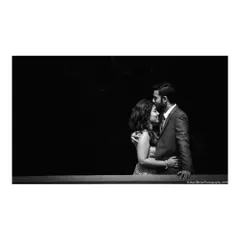 A quiet, romantic moment from a pre-wedding shoot. This black and white portrait uses shadow and light to create a sense of intimacy and closeness.