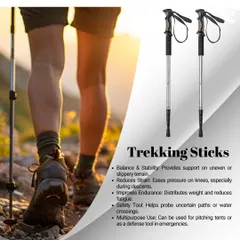 Trekking sticks are highly recommended. They provide balance on uneven terrain, reduce strain on your knees, and improve endurance.