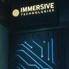 The illuminated sign at our Experience Center. This image, with its artistic, Ghibli-style edit, captures the creative and modern spirit of our brand.