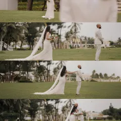 The story of a "first look" told in a four-part sequence, from the bride's approach to the couple's emotional embrace.