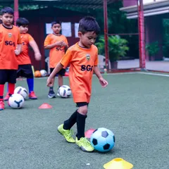 Our youngest players learning the basics of ball control. Our grassroots program focuses on fun and fundamentals, led by our child-friendly coaches.