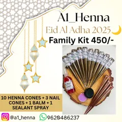 Get everything you need for the whole family with my curated Family Kit. This popular set includes 10 organic henna cones, 3 nail cones for that perfect finishing touch, and my essential aftercare balm and sealant spray to make your designs last.
