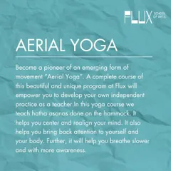 This graphic explains our approach to aerial yoga. I see it as a unique program that empowers you to develop an independent practice, using hatha asanas on the hammock to realign your mind and body.