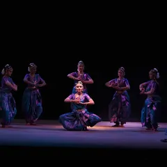 A beautiful formation from our group production 'Nrithyotsavam'. Creating these intricate patterns on stage requires perfect coordination and a deep understanding of each other's movements.