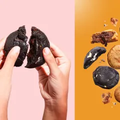Here, I've combined a satisfying cookie-break shot with a dynamic composition of floating cookies and crumbs. This adds a playful and energetic feel, perfect for a brand that's fun and modern.