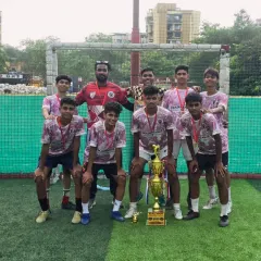 The U18 team celebrating a "comeback" victory. We train our players to be resilient and fight until the final whistle.