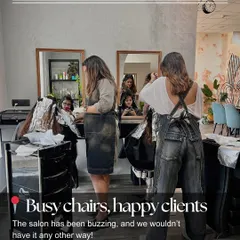 Busy chairs mean happy clients and a happy team. The salon has been buzzing, and we wouldn't have it any other way.