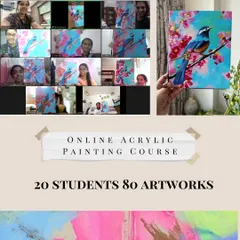 A collage from my online acrylic painting course, which I started during Covid. It's been amazing to connect with students from all over the country and see their incredible progress.