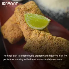 The final dish is a deliciously crunchy and flavourful Rava Fish Fry, perfect for serving with rice or as a standalone snack.