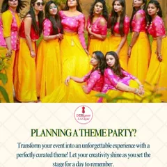 Planning a themed wedding event or a party with your friends? We create beautiful, coordinated outfits for your entire group. Pictured here is a vibrant bridesmaid squad in matching yellow and pink lehenga sets, perfectly designed for a Mehendi or Haldi ceremony. We ensure everyone looks and feels part of the celebration.