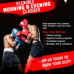 No more excuses. We offer flexible morning and evening classes so you can train anytime and level up your strength, skill, and confidence.