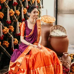 A beautiful moment from a Haldi ceremony, where the decor complements the bride's happiness. I used a rustic bamboo lattice wall adorned with marigold and tuberose strings, with traditional clay pots to enhance the authentic feel.