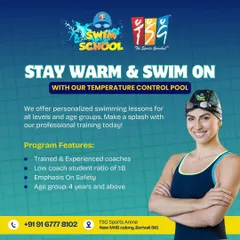 Stay warm and swim on. We offer personalized swimming lessons for all levels and age groups, with trained coaches and a low 1:8 coach-to-student ratio for safety and personal attention.