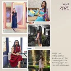 This collage from April 2025 shows a different phase of my journey. It reflects a time of finding a new, softer balance between work, travel, and personal health, emphasizing that our wellness needs change over time.