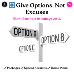 Instead of getting defensive about costs, I focus on giving patients options. Offering packages, spaced sessions, or detailed home exercise plans can help manage costs while ensuring they still receive the care they need.