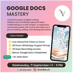 This Google Docs Mastery course unlocks the power of digital writing. I will make you a pro at creating, editing, and sharing documents, whether it's for a personal letter, a work project, or organizing a community event.