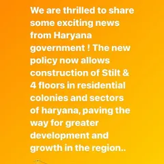 Exciting news for property development in the region. The Haryana government's new policy allowing stilt and 4-floor constructions opens up great opportunities for landowners to maximize the value of their plots.