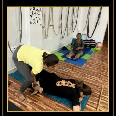 After practice (abhyaas), guided back stretching and spinal twists are essential for releasing tension and helping the body recover.