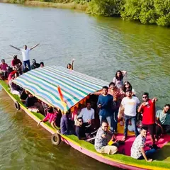 Chilling on a boat ride in the backwaters near Dandeli. It's not all high-adrenaline, we also know how to relax and enjoy the view.