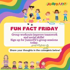 Fitness is better with friends. This fun fact highlights how our group workouts are designed not only to improve physical skills but also to foster teamwork and social interaction among kids.