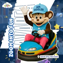 Zoom into fun with our friendly mascot, Mr. Giggles! He's always ready with a wave and a smile, driving the fun and making sure every child feels like the star of the party. His appearances are a highlight of every celebration.