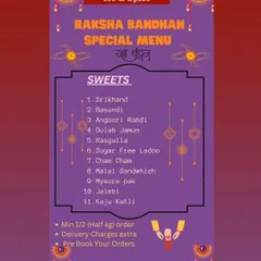 Celebrate festivals like Raksha Bandhan with my homemade Indian sweets. I offer a wide selection including Srikhand, Basundi, Gulab Jamun, and even sugar-free options, all available for party orders.