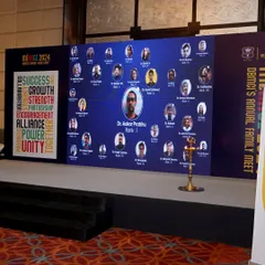 A custom-designed digital display for an awards segment at the DBMCI annual meet. I coordinate with your team to integrate multimedia content seamlessly into the event program.