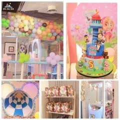 We bring your child's favorite characters to life with our themed birthday parties. This Paw Patrol party setup includes a custom cake, themed decorations, return gifts, and access to our fun-filled play area.
