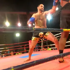 Be kind, be humble, but be a beast in the ring. Our champion, Sakkun, embodying this philosophy as he prepares to strike.