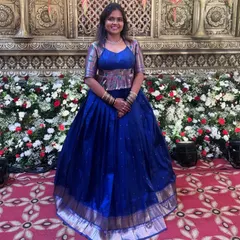 Shravya in a custom peplum blouse and lehenga set. This was a fun, last-minute creation that combines a modern peplum silhouette with a traditional silk lehenga.