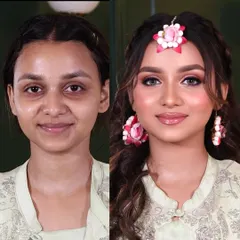 This Mehendi look was taught in my pro makeup course. The transformation is stunning, with fresh, glowing skin and eyes that pop.