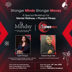 This graphic announces our unique "Stronger Minds Stronger Moves" workshop, a collaboration with Mindsy. We combine physical self-defense training with mental wellness sessions led by licensed psychologists to provide a truly holistic employee wellness program.