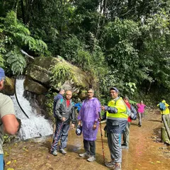 The start of the Thadiyandamol trek, with our group ready to conquer the highest peak in Coorg.